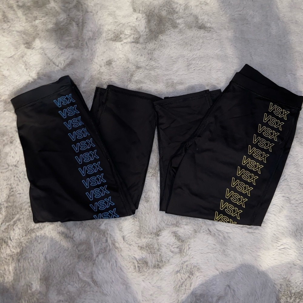 *TWO*Victorias Secret Workout Crop Leggings!! 💛🖤